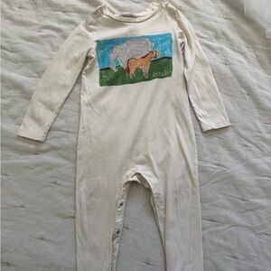 Gucci Cream Onesie with Elephant and Horse Print